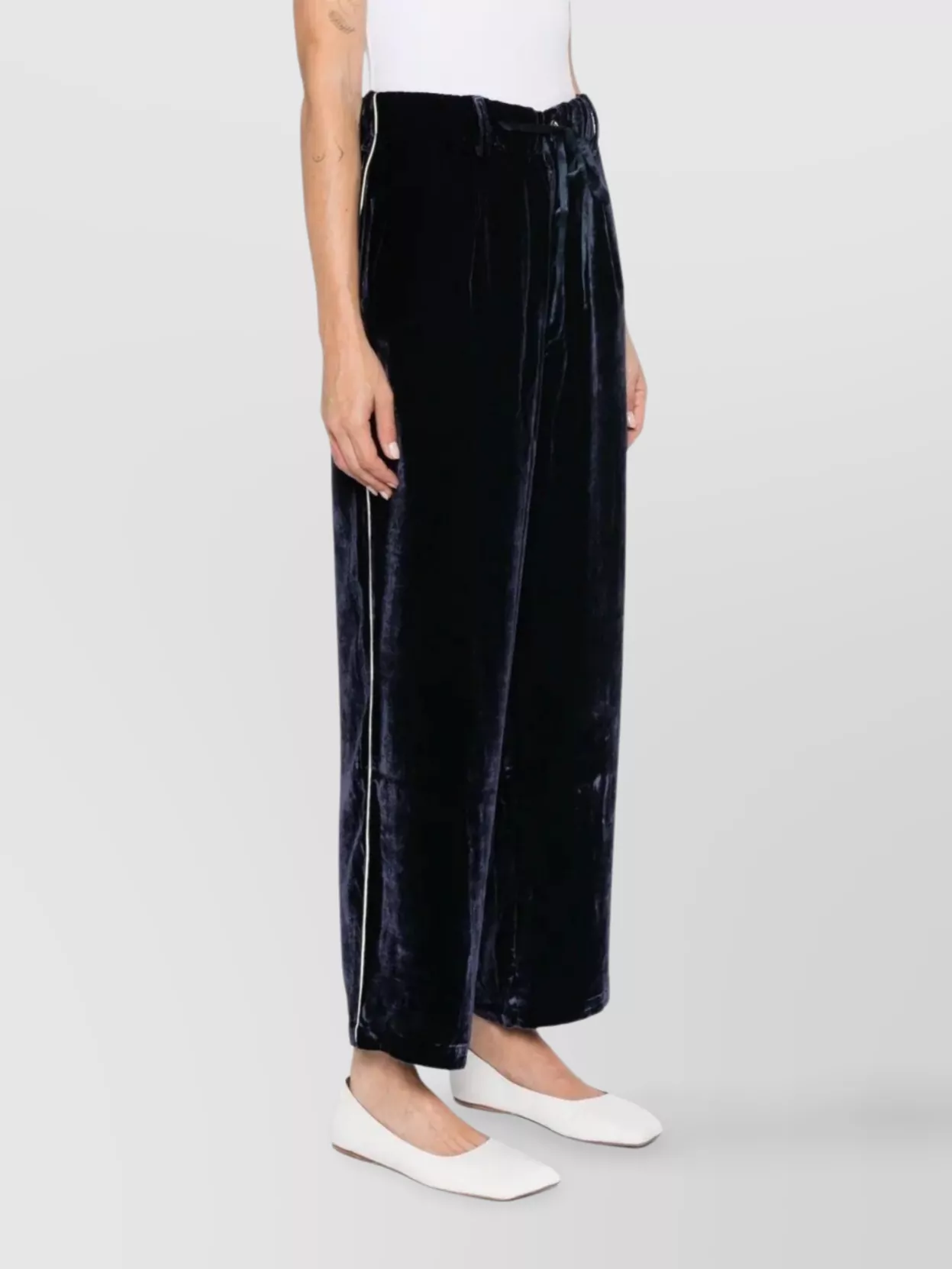 Pierre Louise Mascia Wide Leg Velvet Trousers Side Pockets