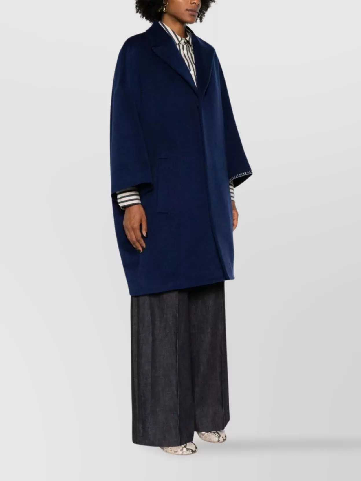 Shop Marni Straight Hem Wool And Mohair Blend Coat In Blue