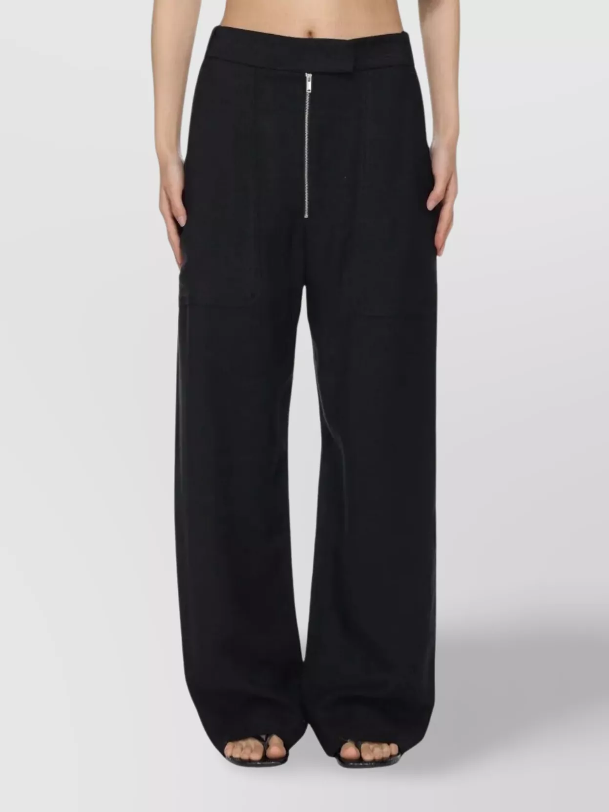 Studio Nicholson Zipper Front Wide Leg Pants Clothing In Blue