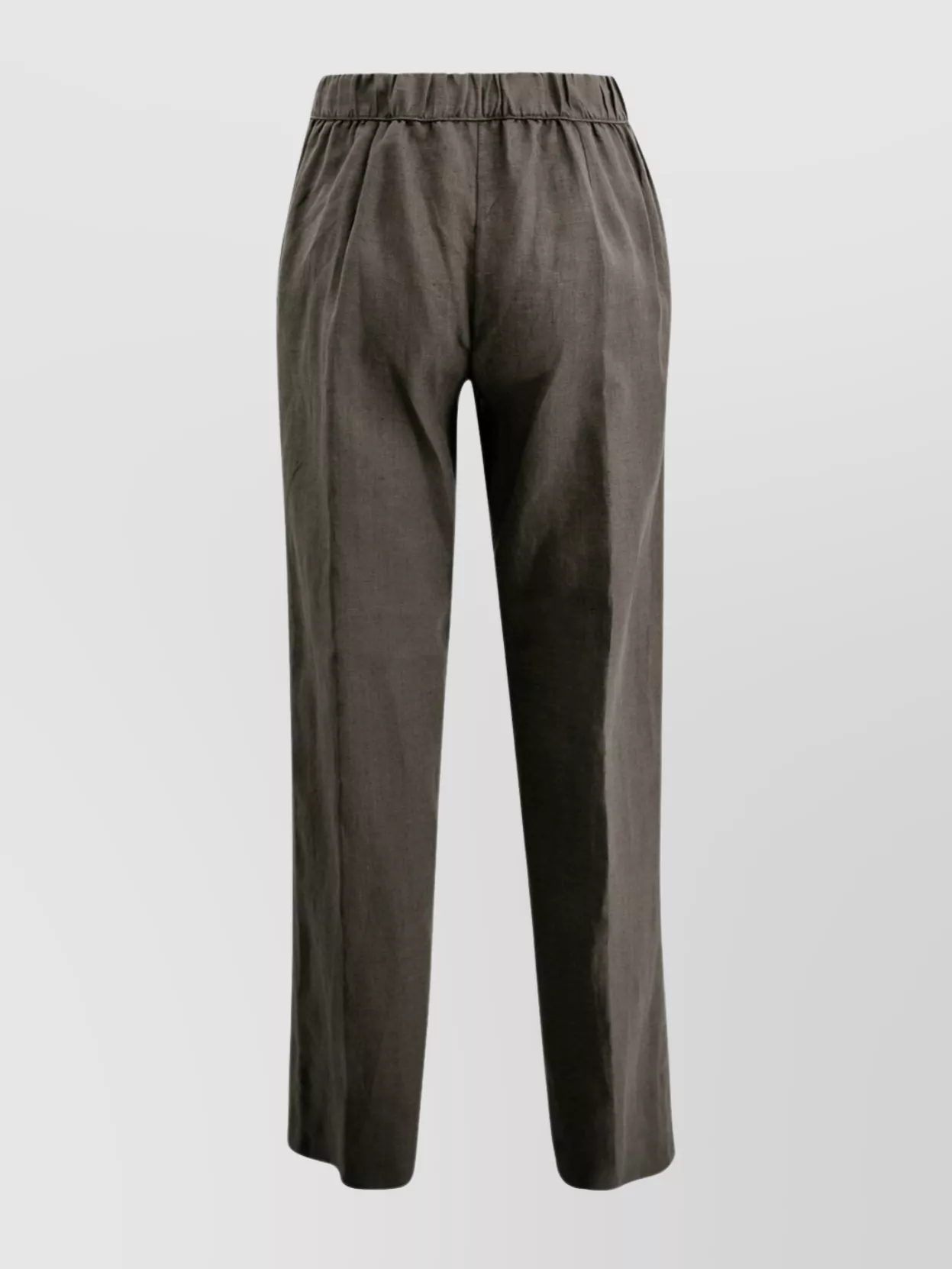 Shop Whyci Straight Linen Pants Elastic Waistband