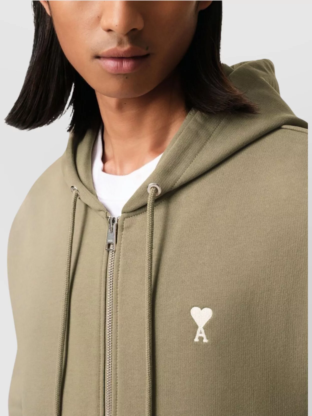 Ami Paris Hooded Cotton Sweatshirt Kangaroo Pocket