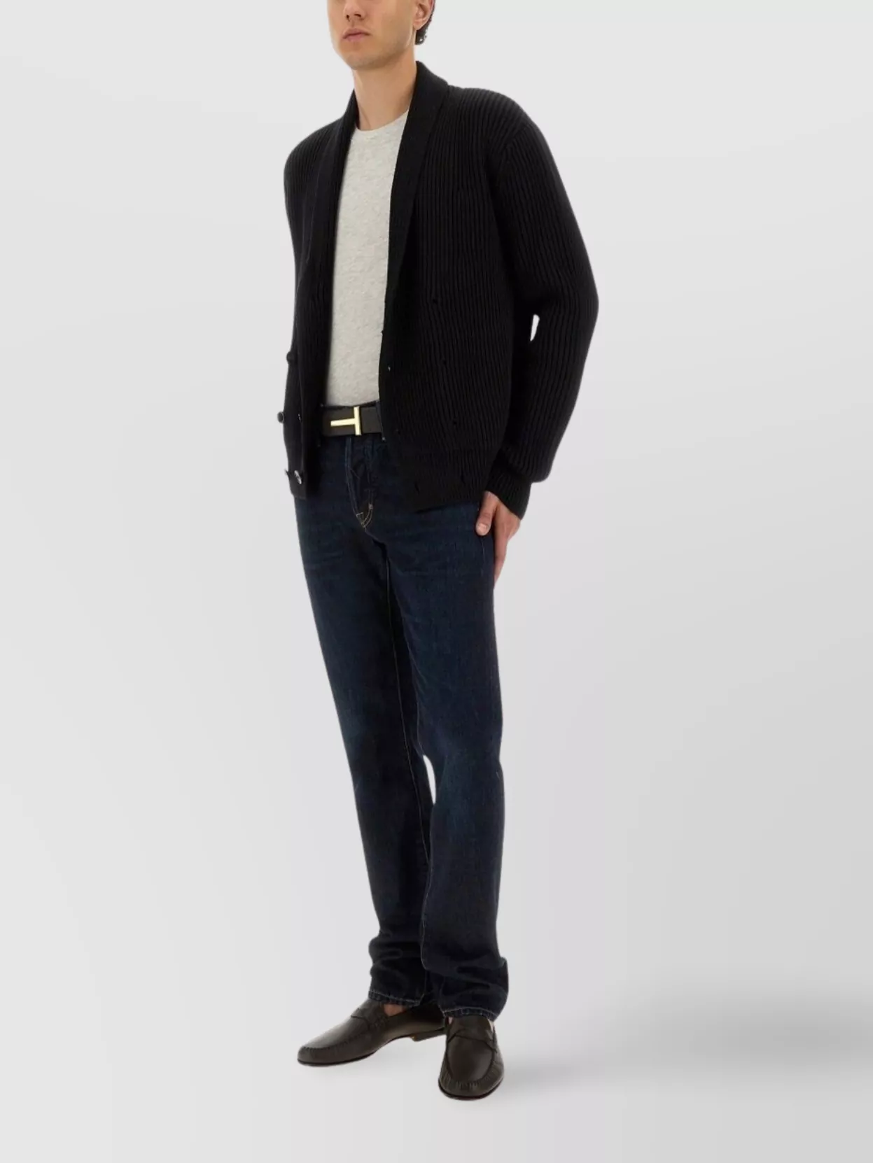 Tom Ford Shawl Collar Double-Breasted Front Pockets Ribbed Texture