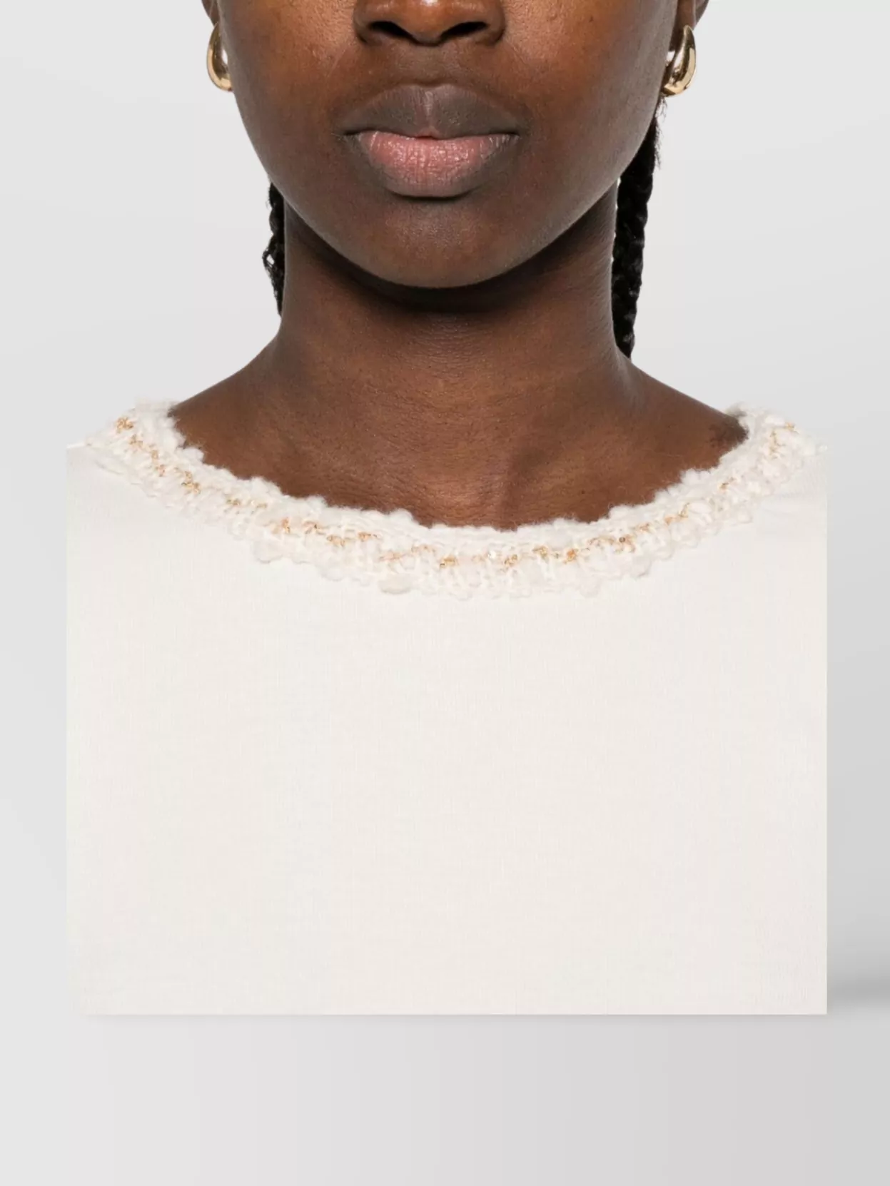 Fabiana Filippi Stylish Knit Sweater Embellished Neckline