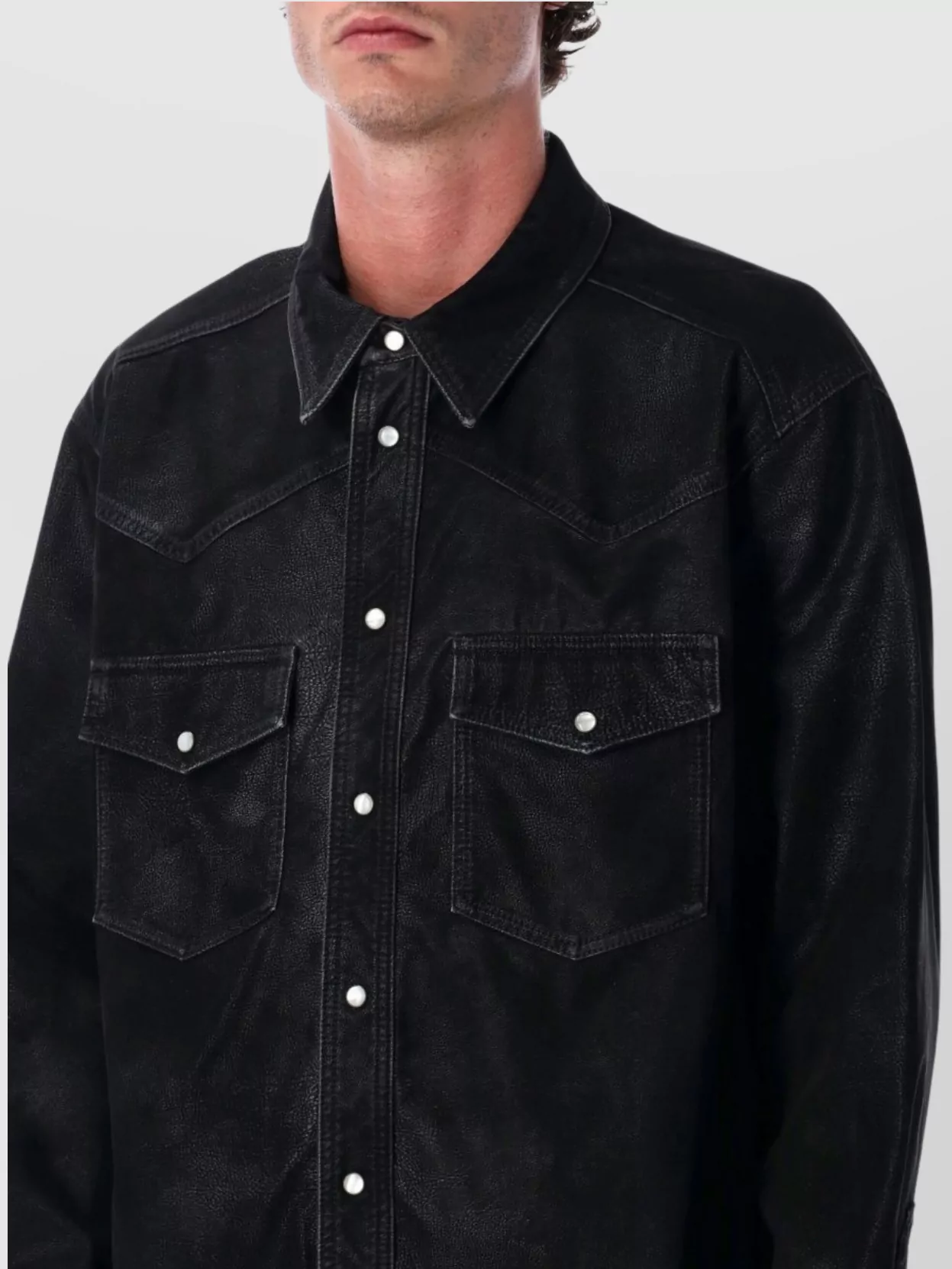 Isabel Marant Vintage Eco Leather Long Sleeve Shirt