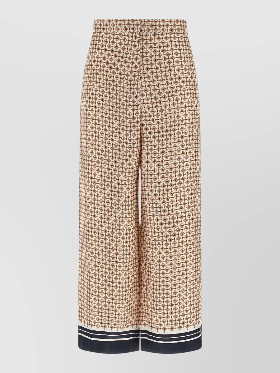 S Max Mara silk high-rise wide-leg printed trousers