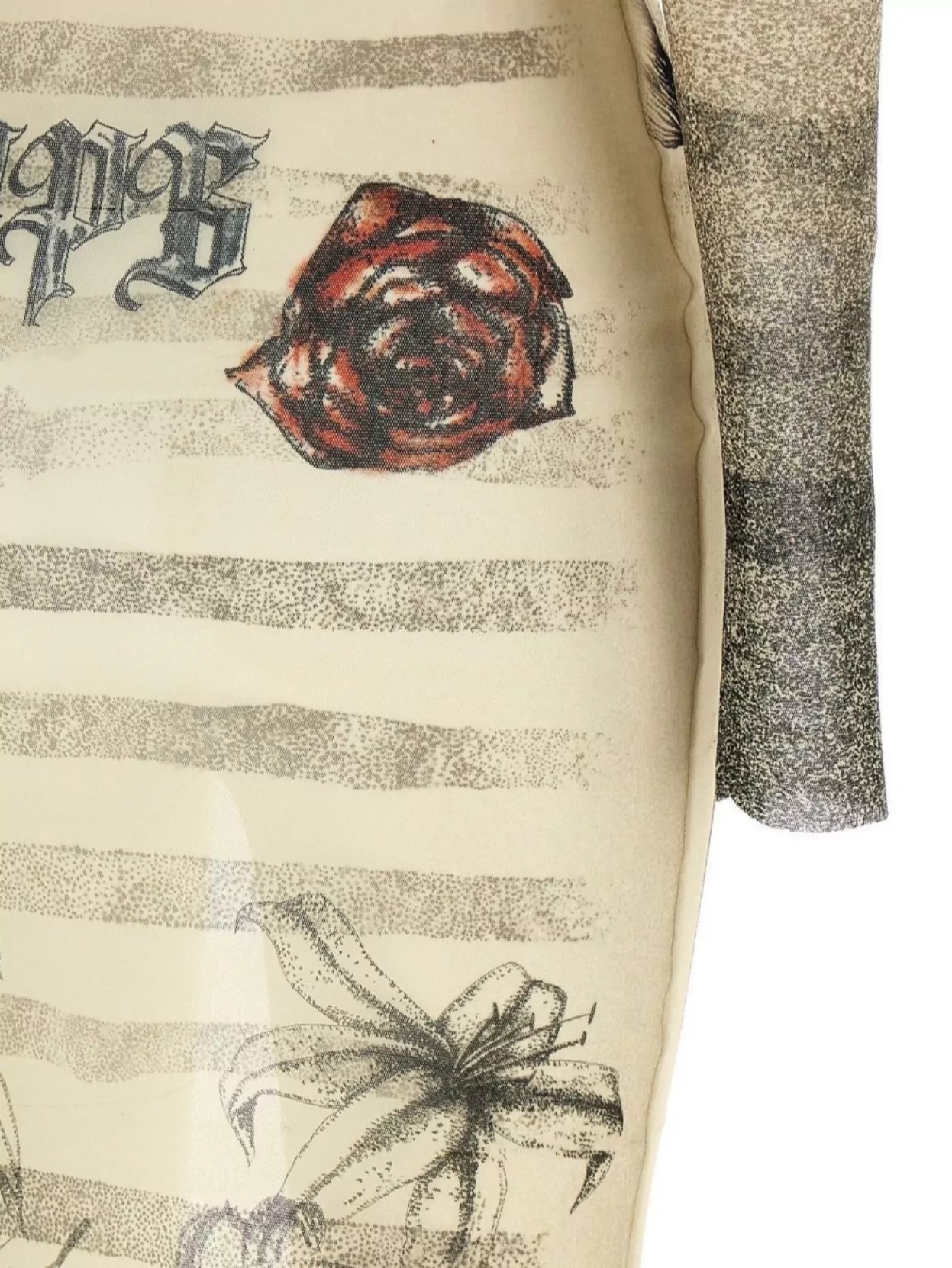 JEAN PAUL GAULTIER MESH DRESS WITH CREW NECK AND STRIPED PATTERN