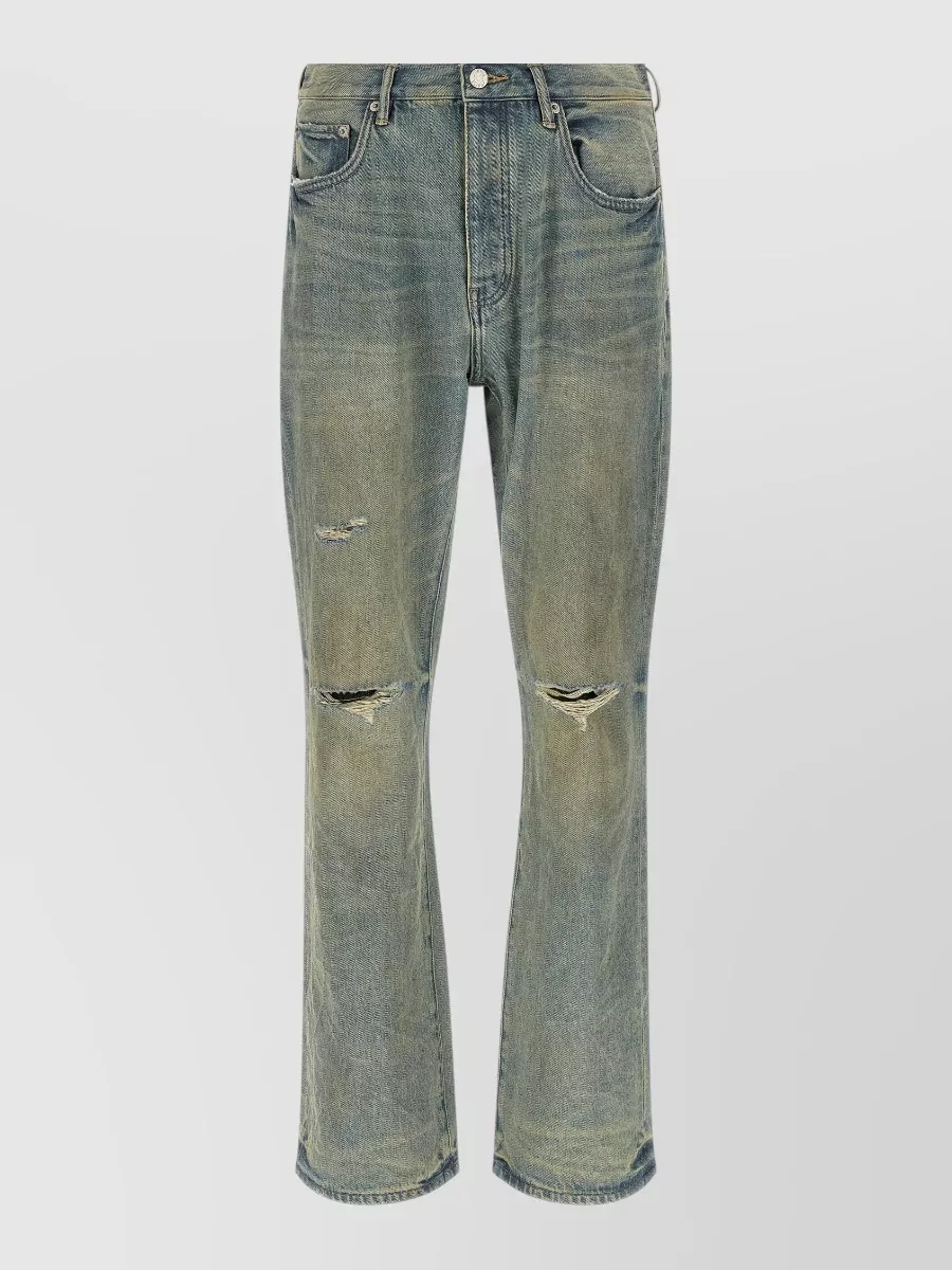 Purple mid-rise flared denim jeans