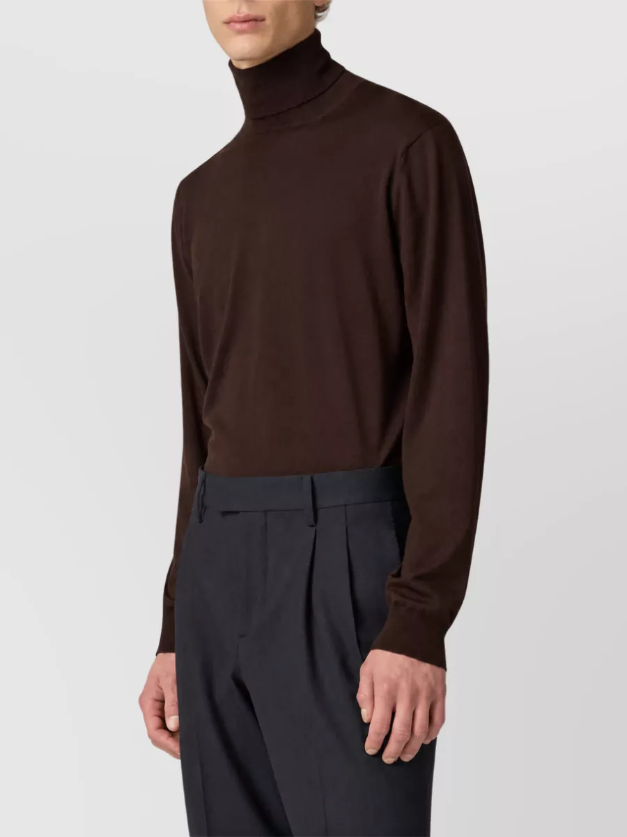 Lardini Wool Ribbed Turtleneck Sweater