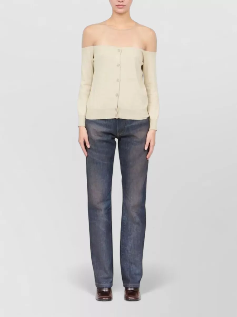 Mm6 Maison Margiela Cotton Off-Shoulder Cardigan