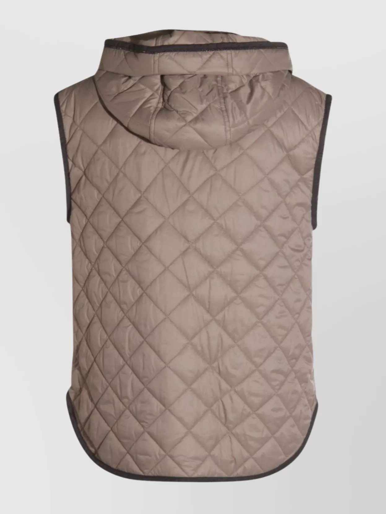 Brunello Cucinelli Modern Sleeveless Hooded Quilted Jacket In Brown