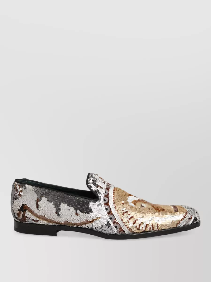 Dolce&Gabbana Leather Sequin Slip-On Slippers
