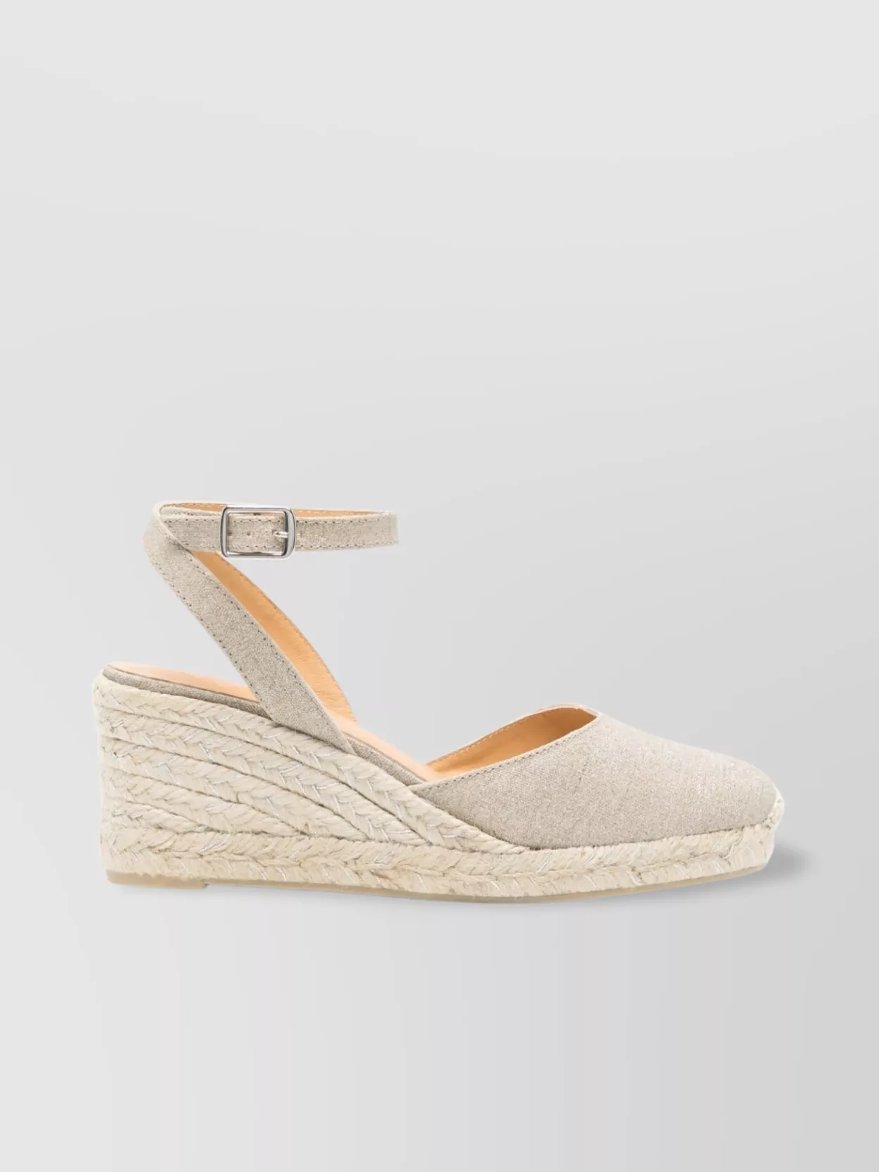 CASTAñER GLITTER DETAILING LINEN WEDGE ESPADRILLES