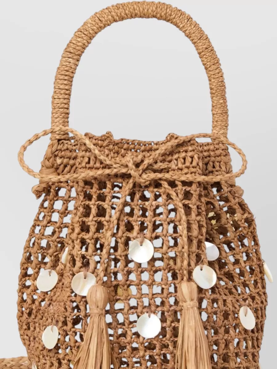 Alanui Precious Moments Raffia Bucket Bag Shells