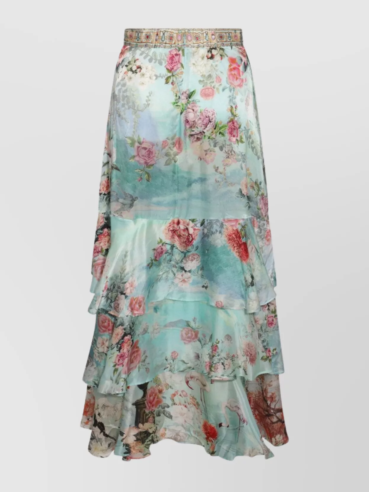 Camilla Floral Tiered Ruffled High Waist Skirt