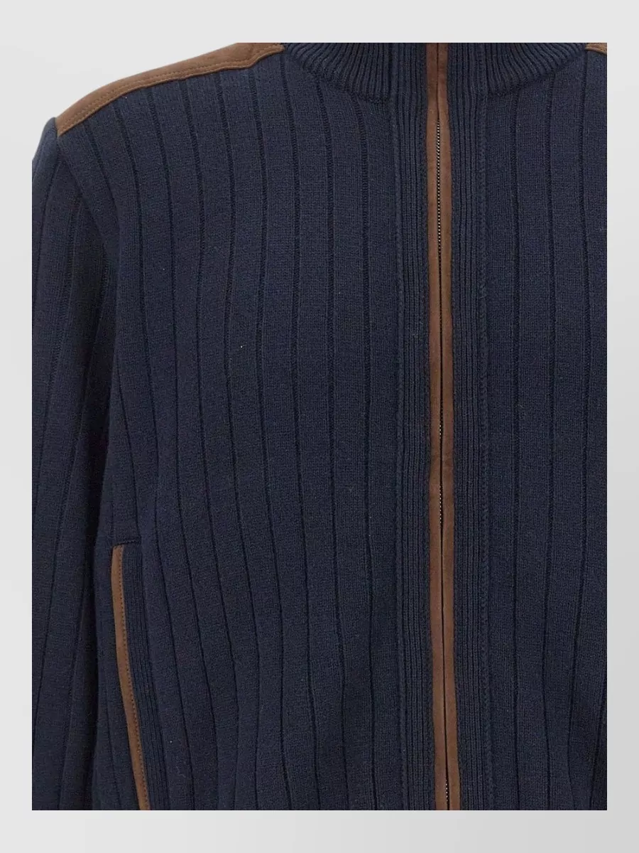 Paul & Shark cashmere wool ribbed panelled zip jacket