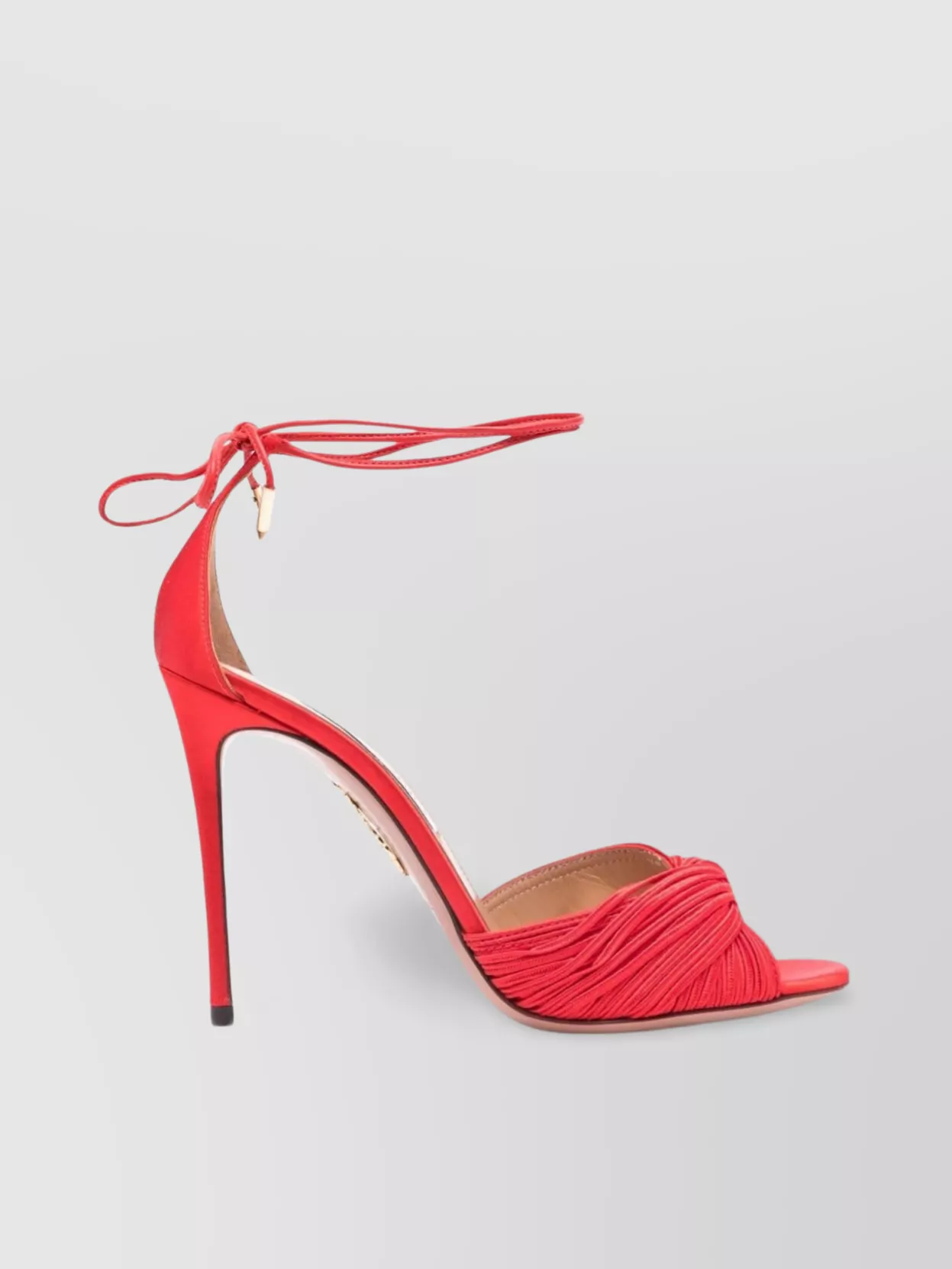Shop Aquazzura Twist Ruched Heeled Sandals In Red