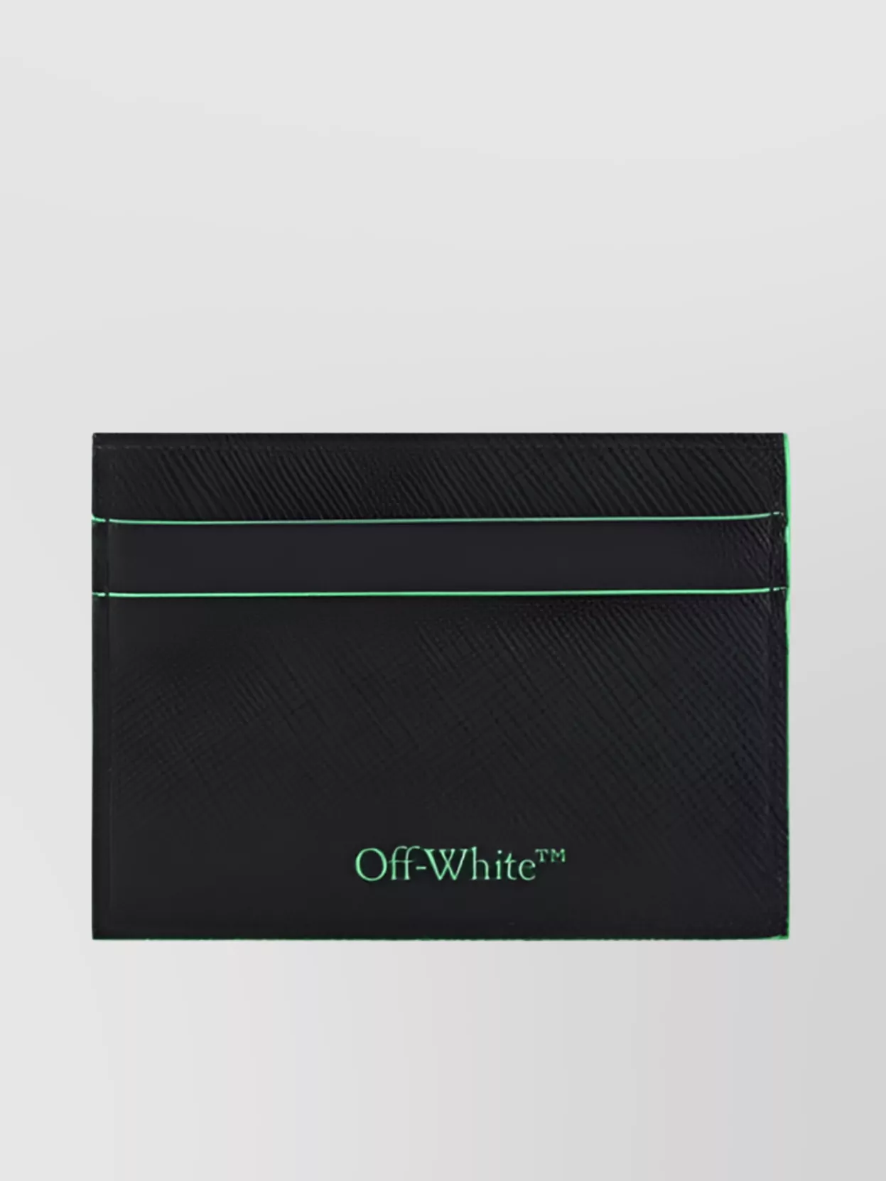 Off-white Logo Print Calfskin Card Holder In Blue