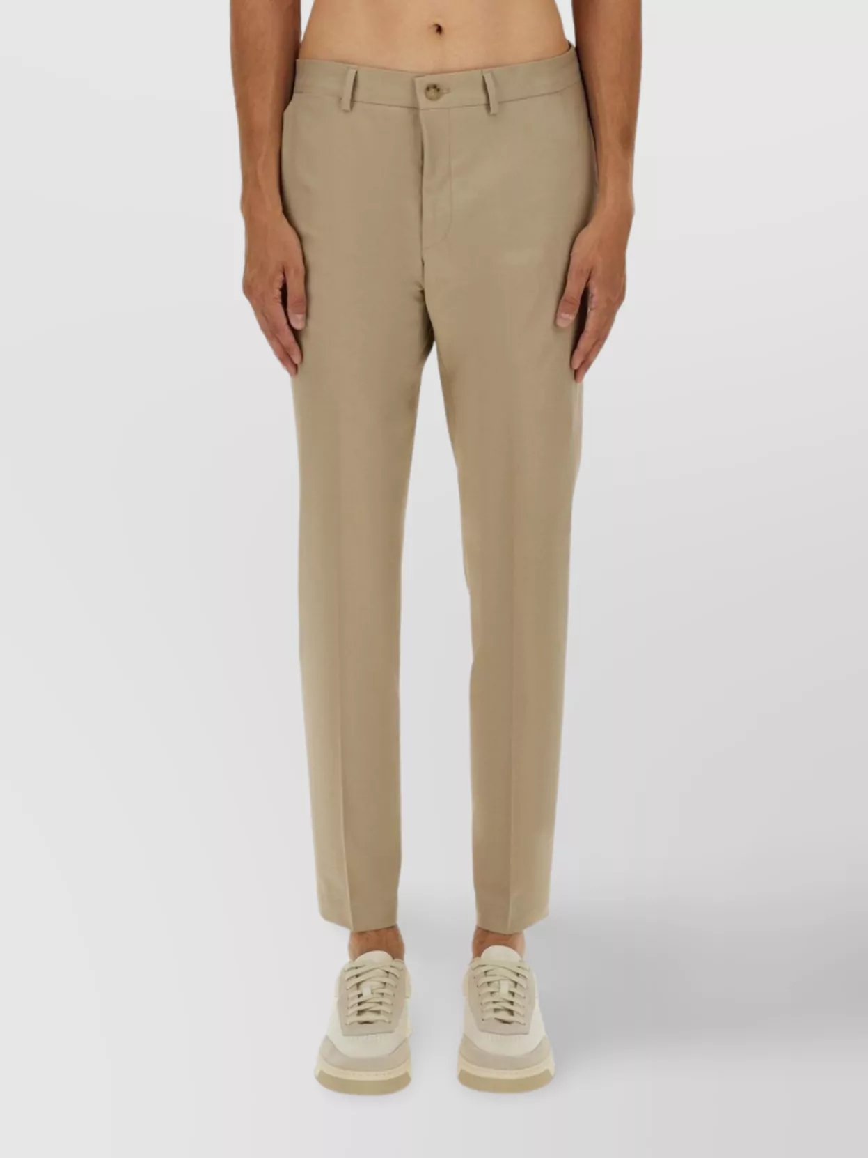 Hugo Boss Tailored Trousers With Pockets And Belt Loops In Gray