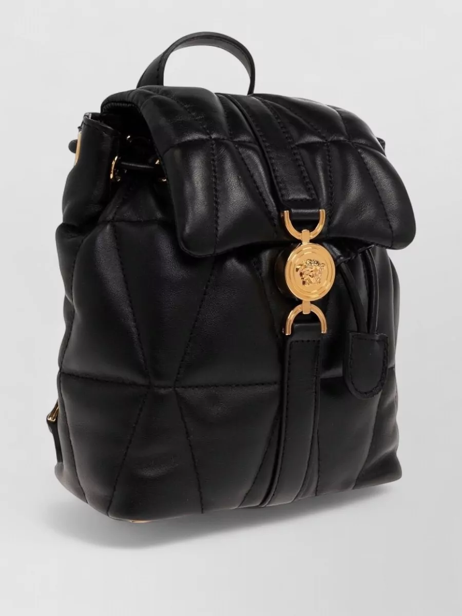 Versace Backpack Quilted Design Gold Tone Hardware