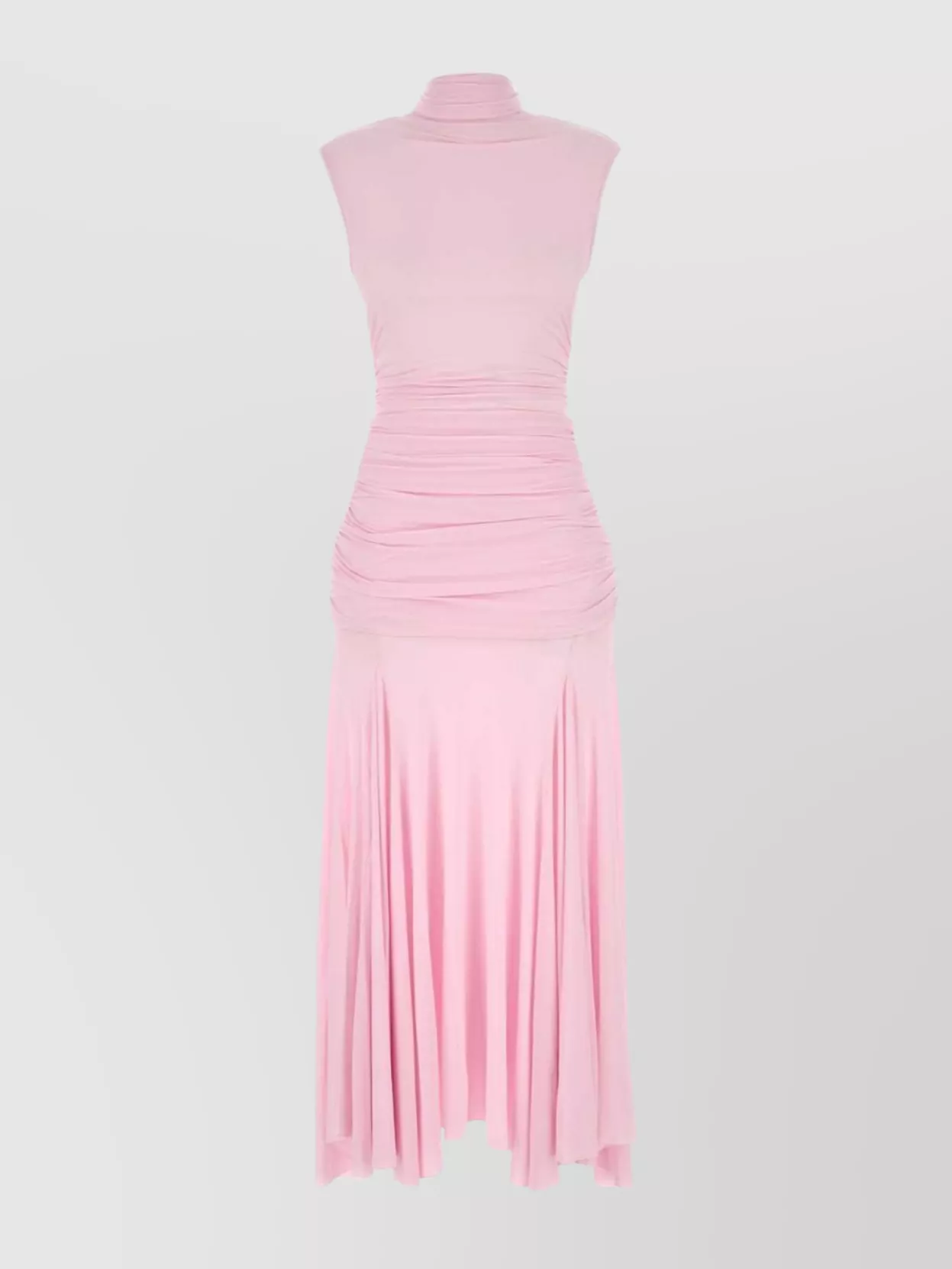 Magda Butrym Stretch Cupro Dress Flared Hem In Pink