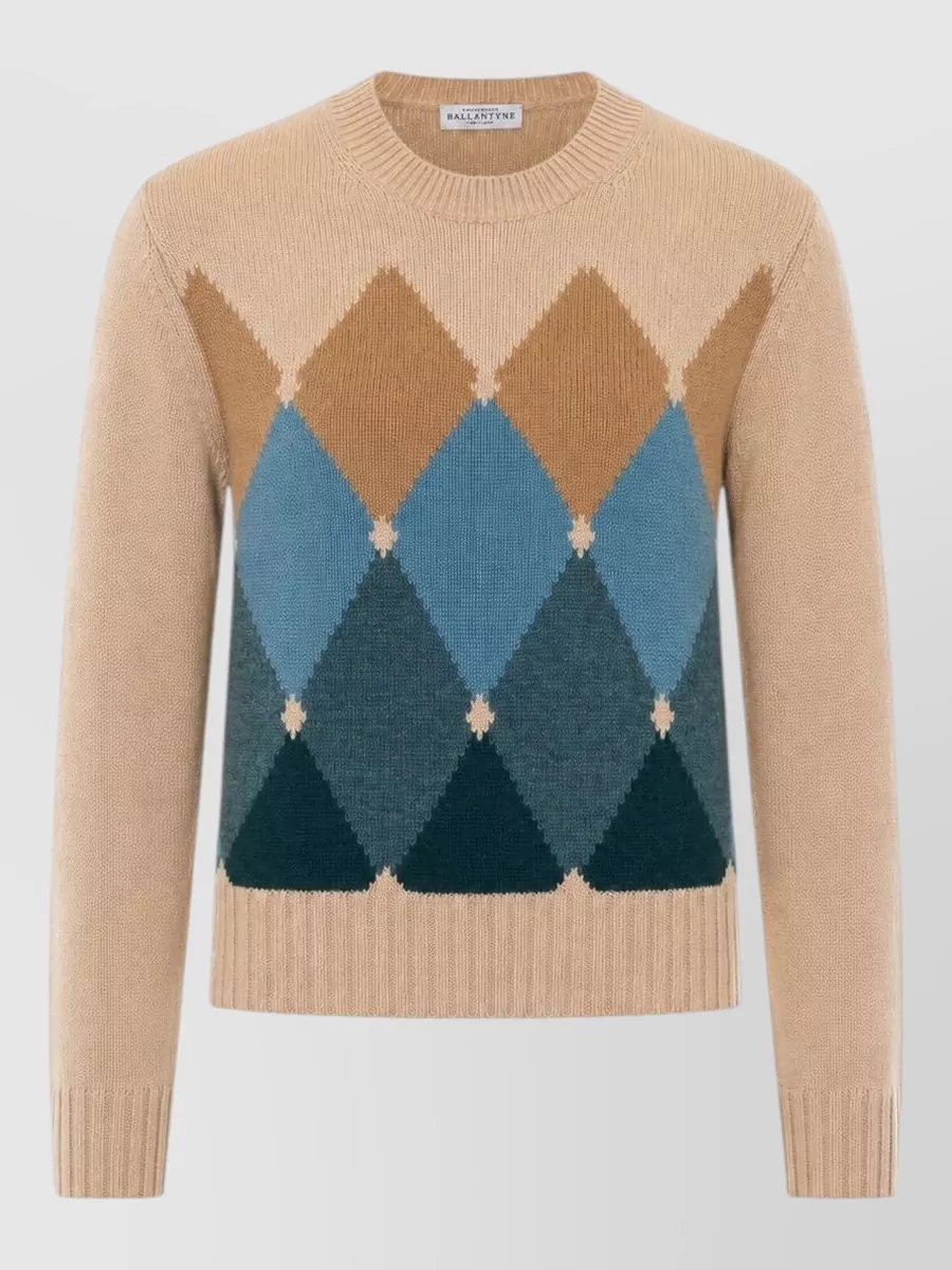 Ballantyne cashmere argyle crewneck long-sleeve jumper