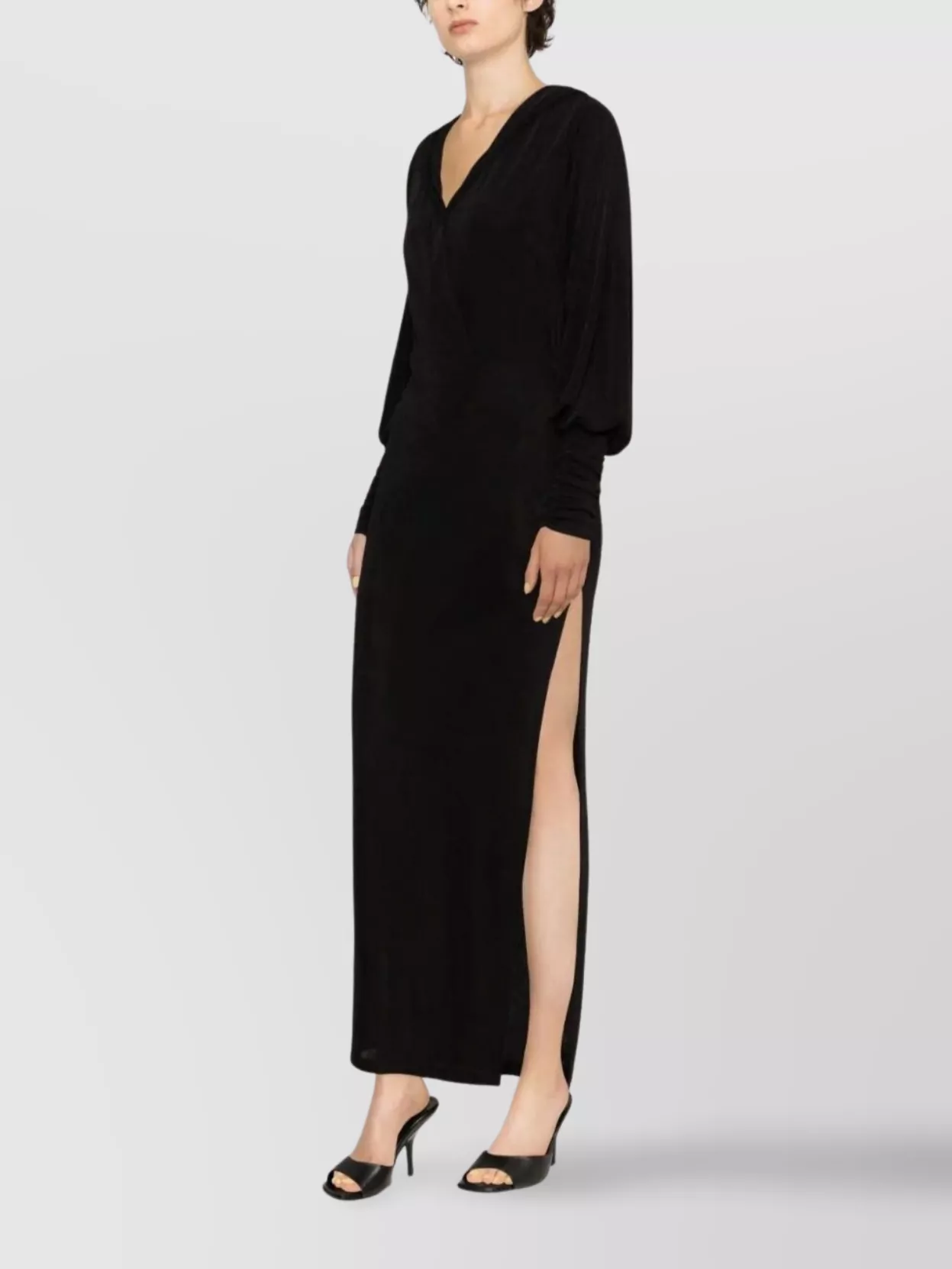 Rotate Hooded Maxi Dress With Deep V Neck