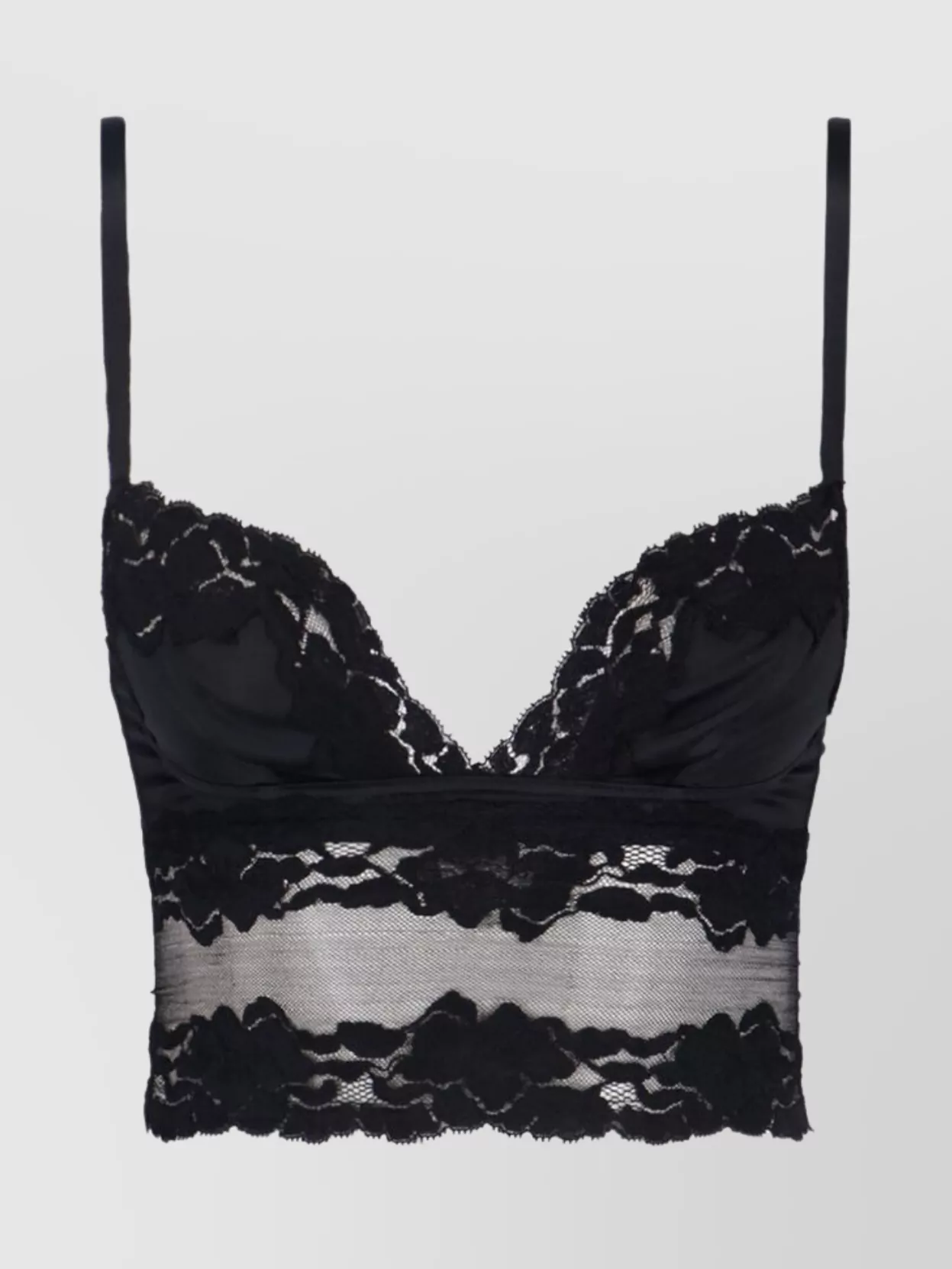 Dolce & Gabbana Sleeved Top With Adjustable Straps And Lace In Black