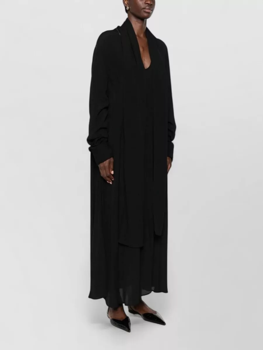Totême Viscose V-Neck Long-Sleeve Maxi Dress