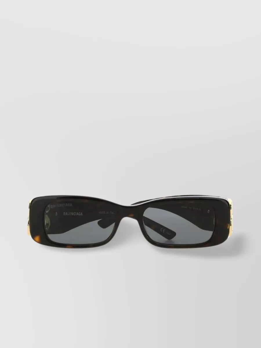 Shop Balenciaga Acetate Dynasty Rectangle Sunglasses In Black