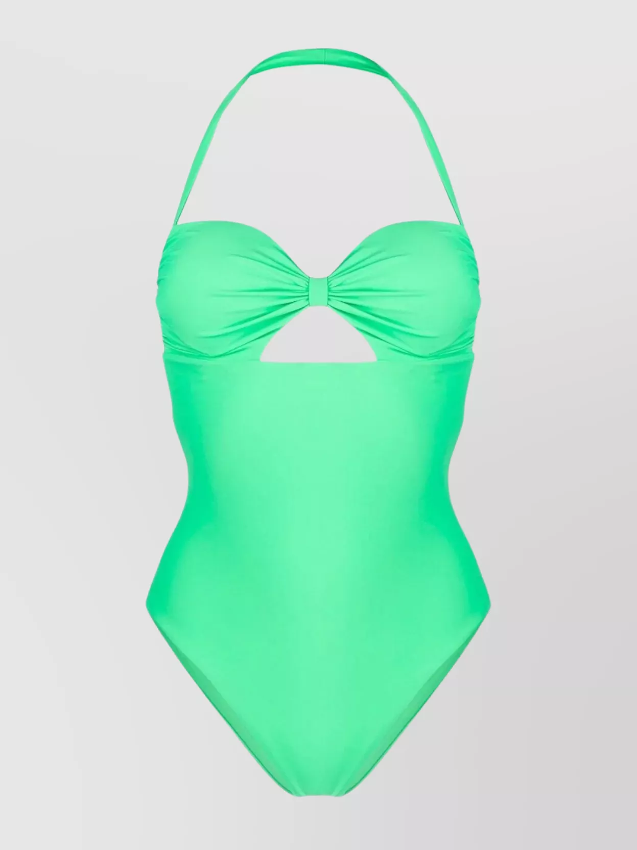 Shop Self-portrait Bow Motif Twist Front Backless Swimsuit In Green