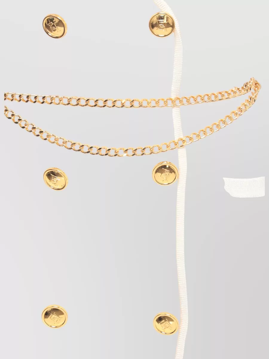 Elisabetta Franchi Chain Detail Double Breasted Boucle Dress