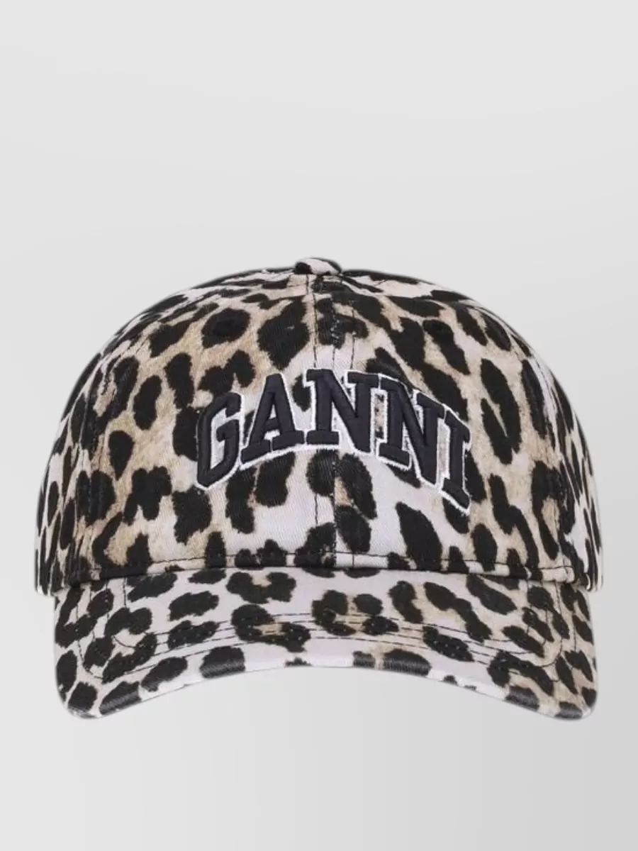 Ganni leopard-print cotton baseball cap