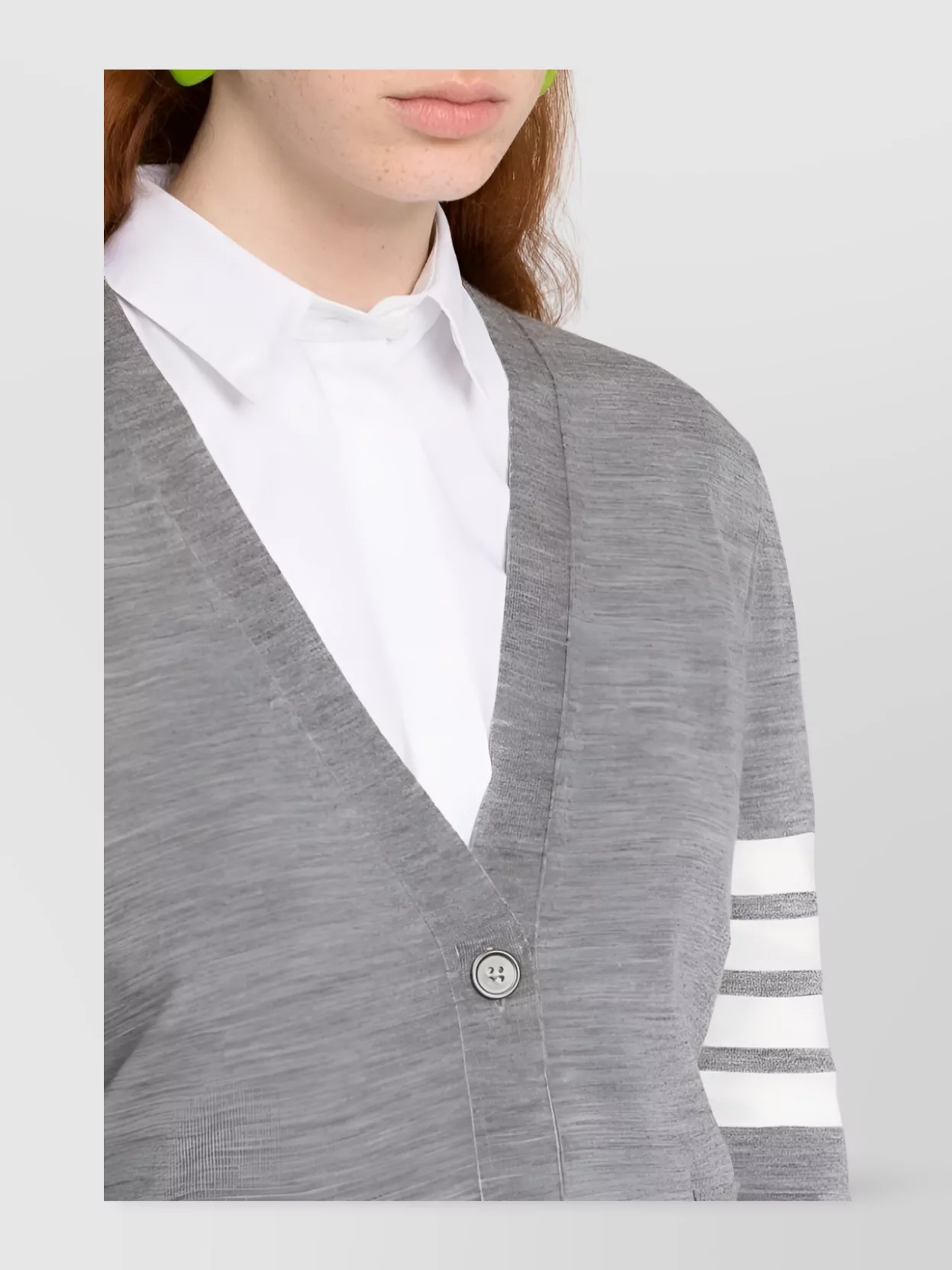 Thom Browne 4-bar Merino Wool Cardigan In Gray