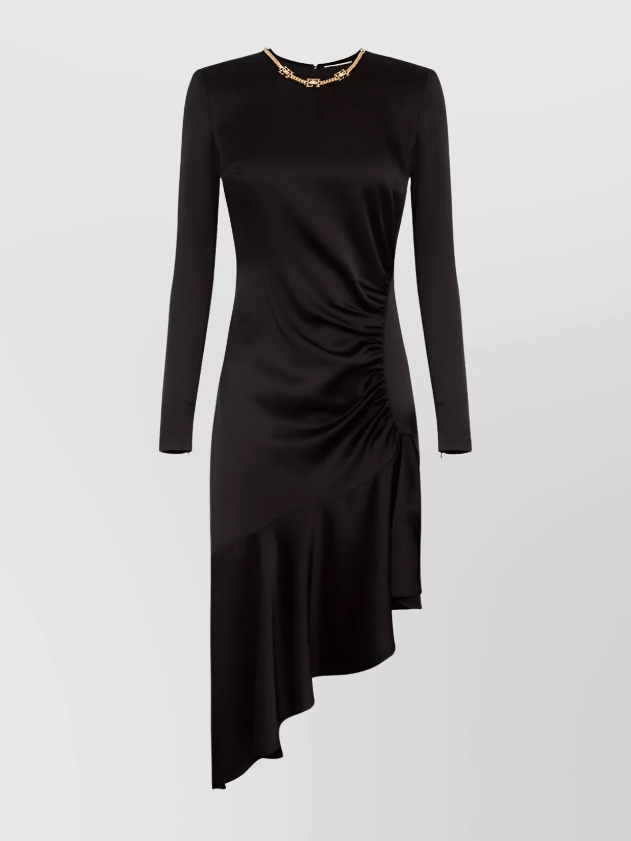 Elisabetta Franchi Black Asymmetric Dress With Necklace In Black