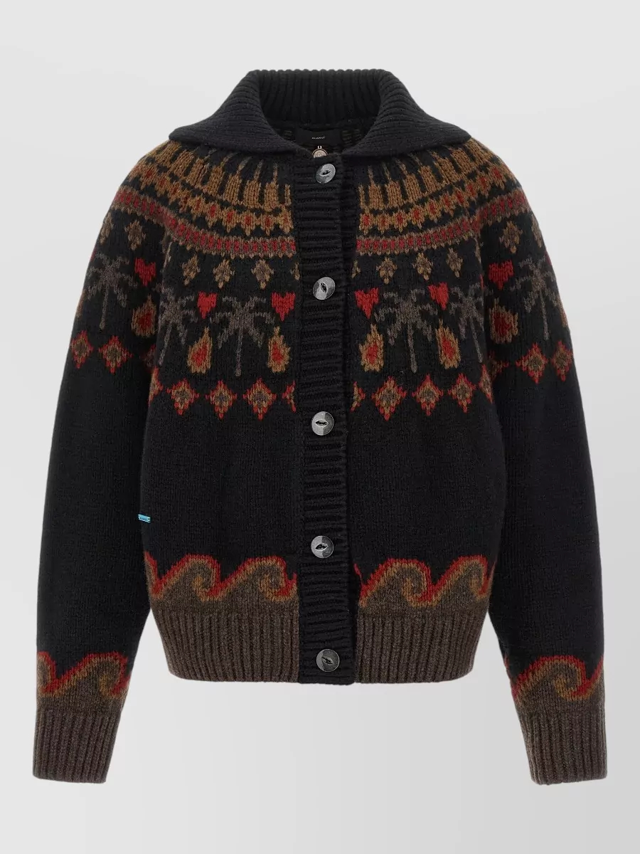 Alanui fair isle hooded wool cardigan