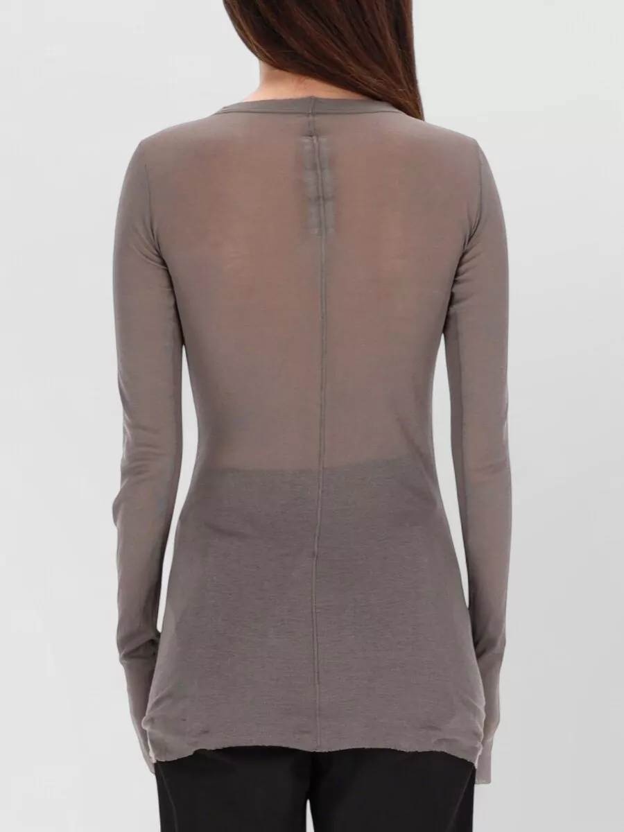 Rick Owens Long Sleeve Round Neck Sheer Top