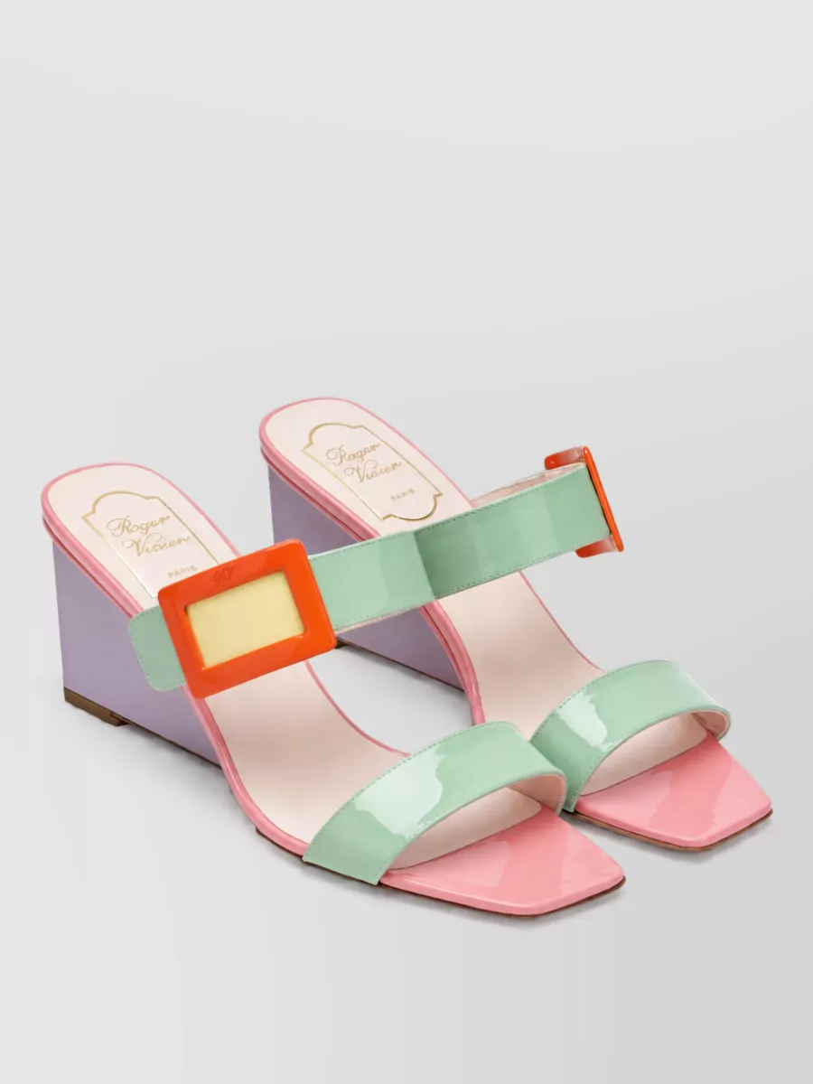 Roger Vivier Patent Leather Wedge Mules