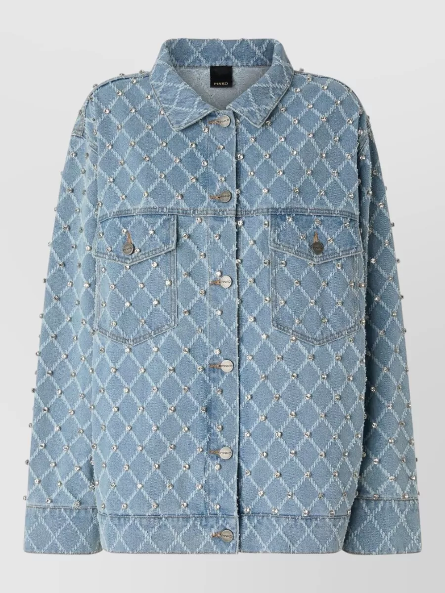 Pinko crystal embellished denim overshirt