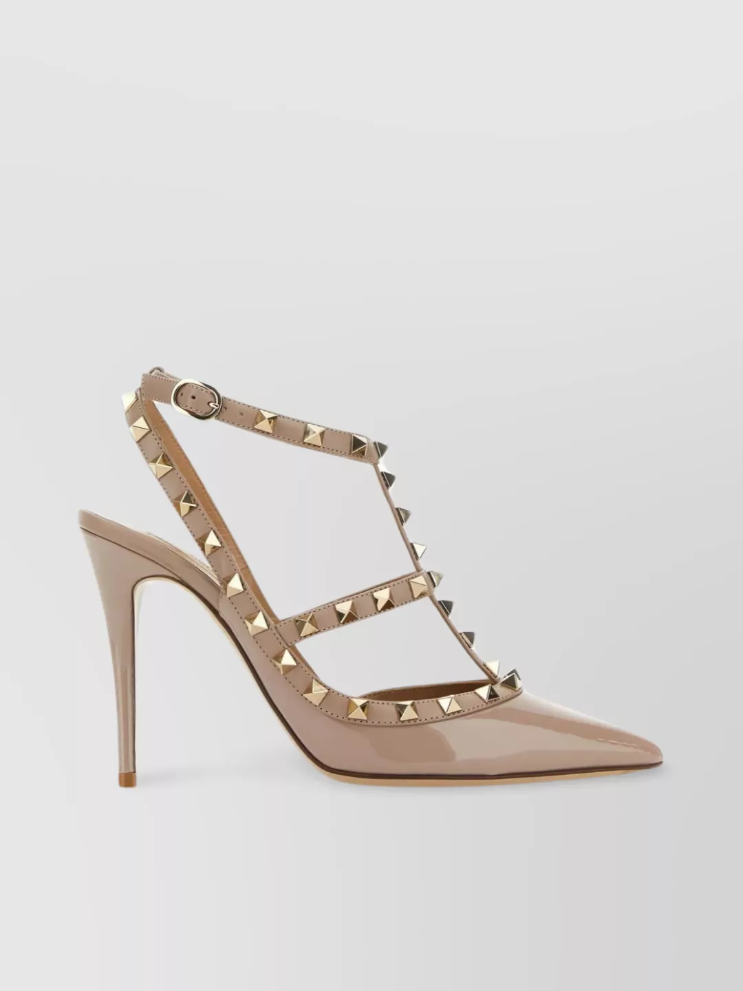 Shop Valentino Pointed Toe Leather Studded Pumps