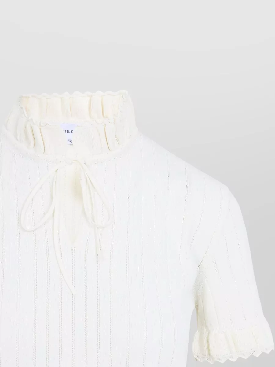 Alexander Mcqueen Pointelle-Knit Lace Short-Sleeve Top