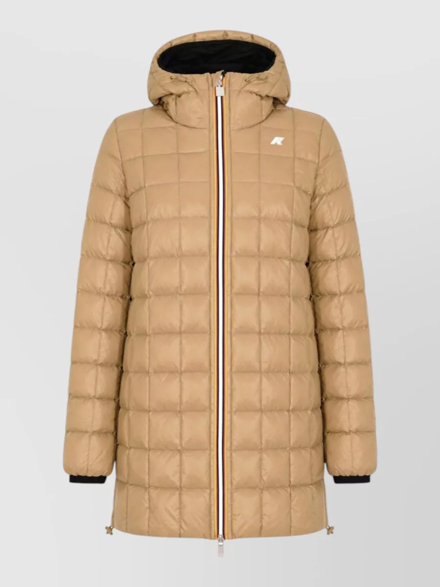K-way reversible hooded quilted down parka coat