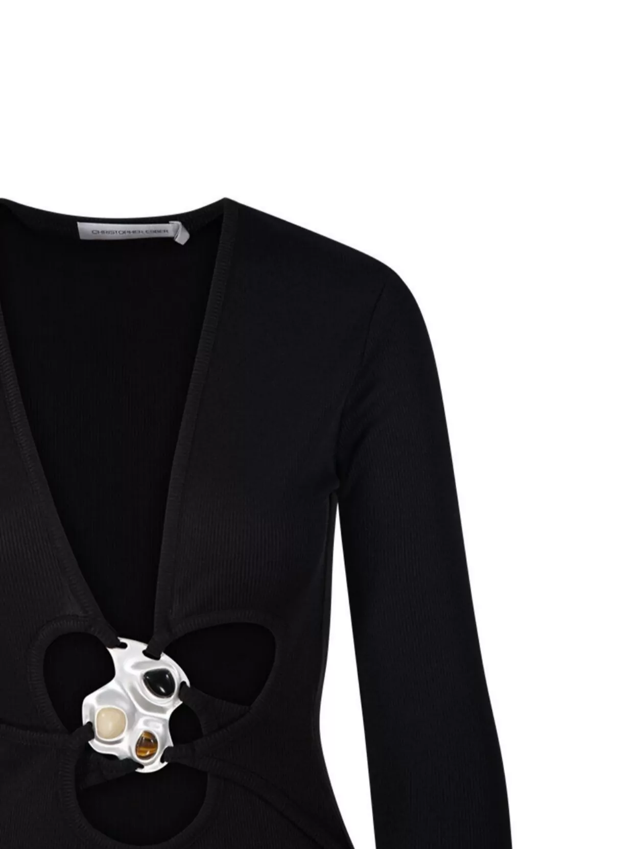 Christopher Esber Stone Trio V-Neck Cut-Out Dress