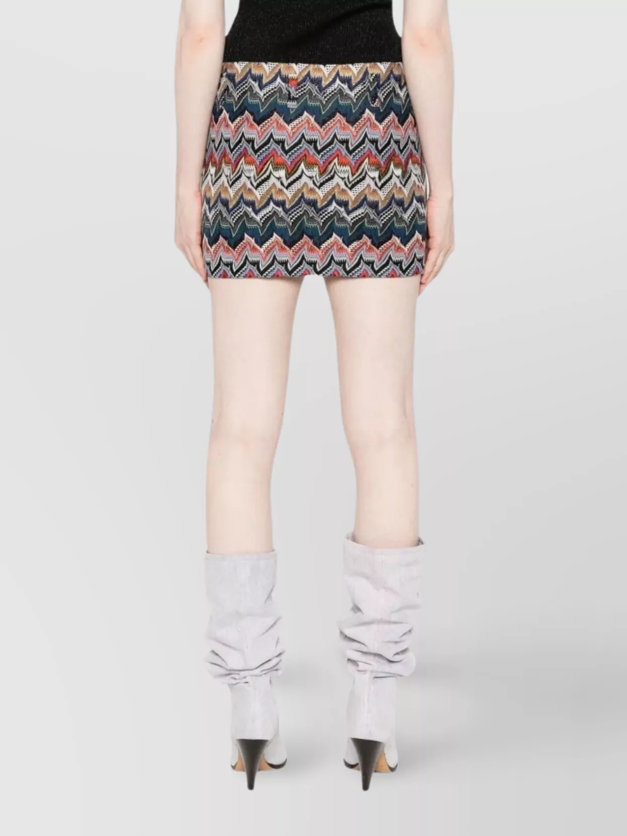 Missoni Chevron Pattern Mini Length Skirt With Belt In Animal Print