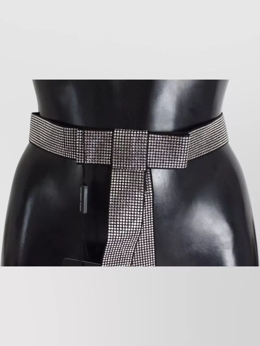 Dolce&Gabbana Silk Crystal-Embellished Bow Waist Belt