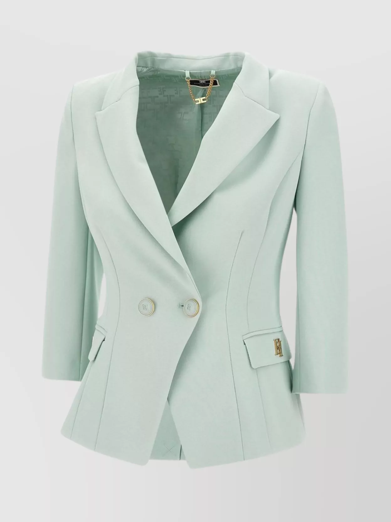 Shop Elisabetta Franchi Peak Lapels 3/4 Sleeves Jacket