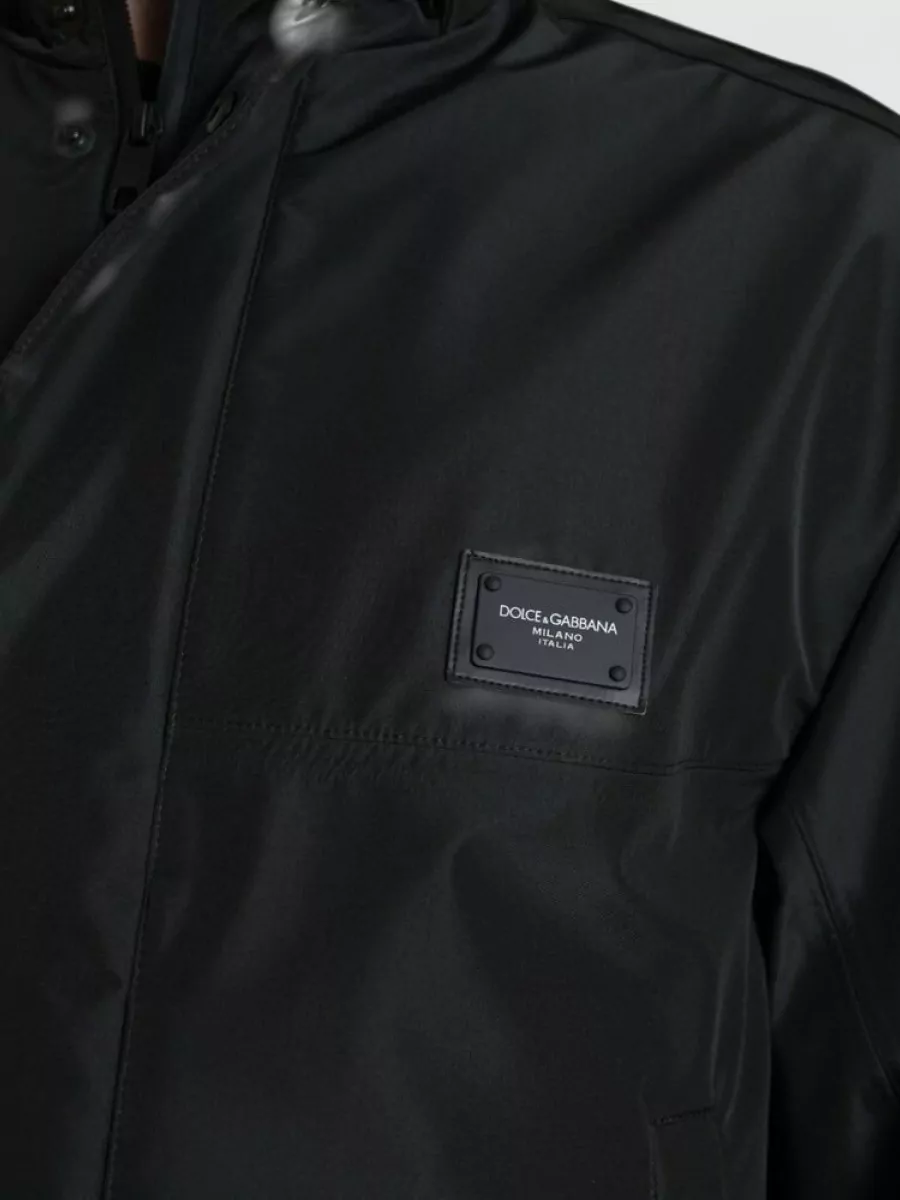 Dolce&Gabbana Hooded Logo-Plaque Raincoat