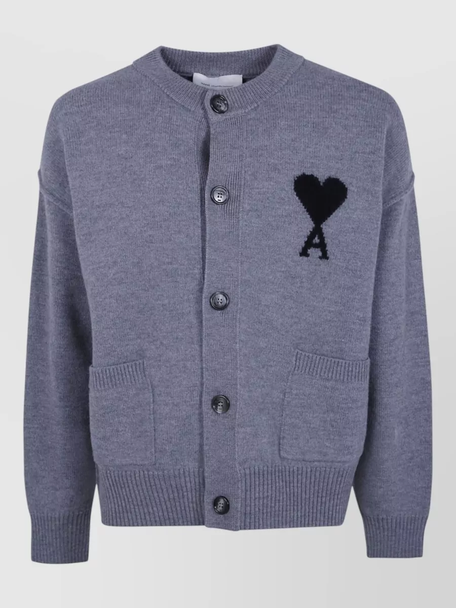 Ami Paris Wool crewneck cardigan