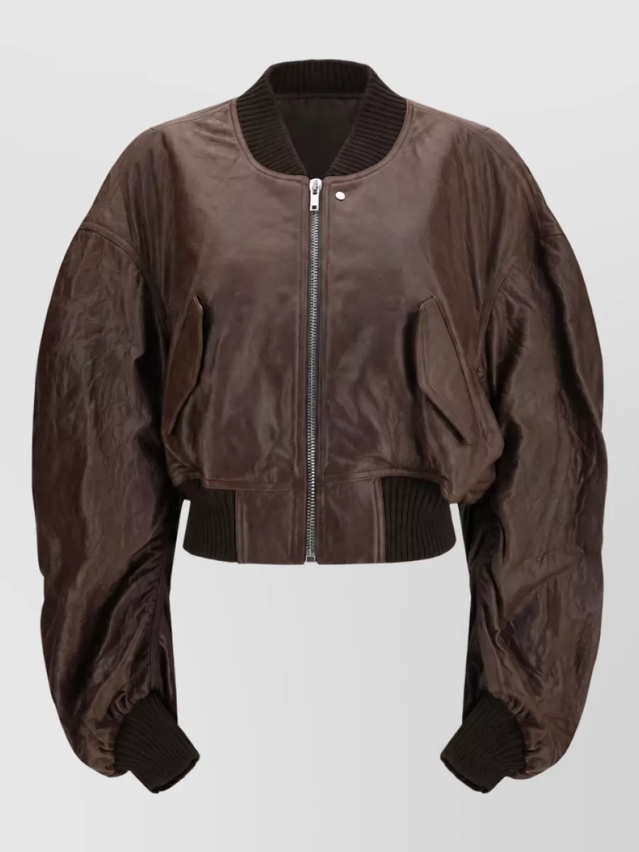 Rick Owens calf leather cropped bomber jacket