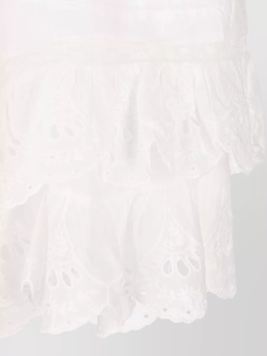Isabel Marant Shorts Layered Design Embroidered Scalloped Hemline