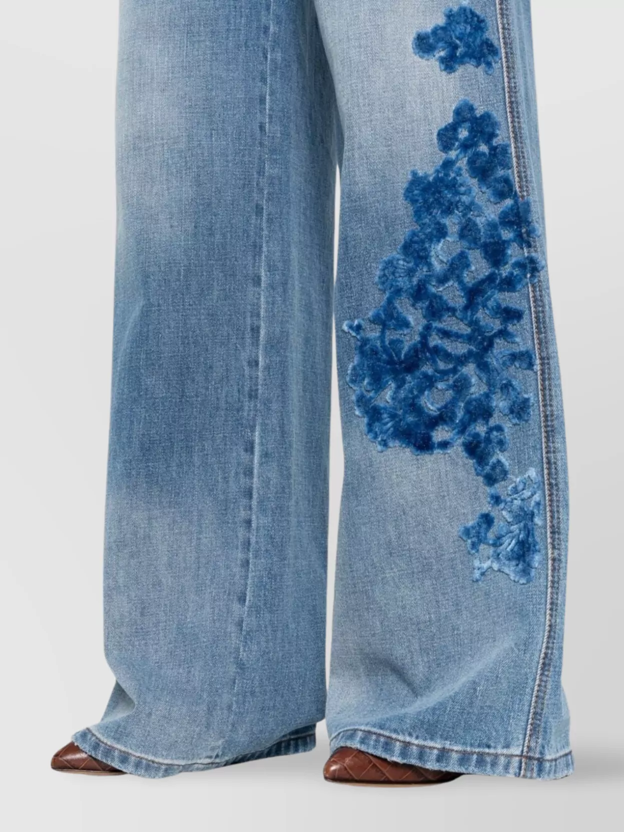Ermanno Scervino Wide-Leg Trousers Floral Embroidery